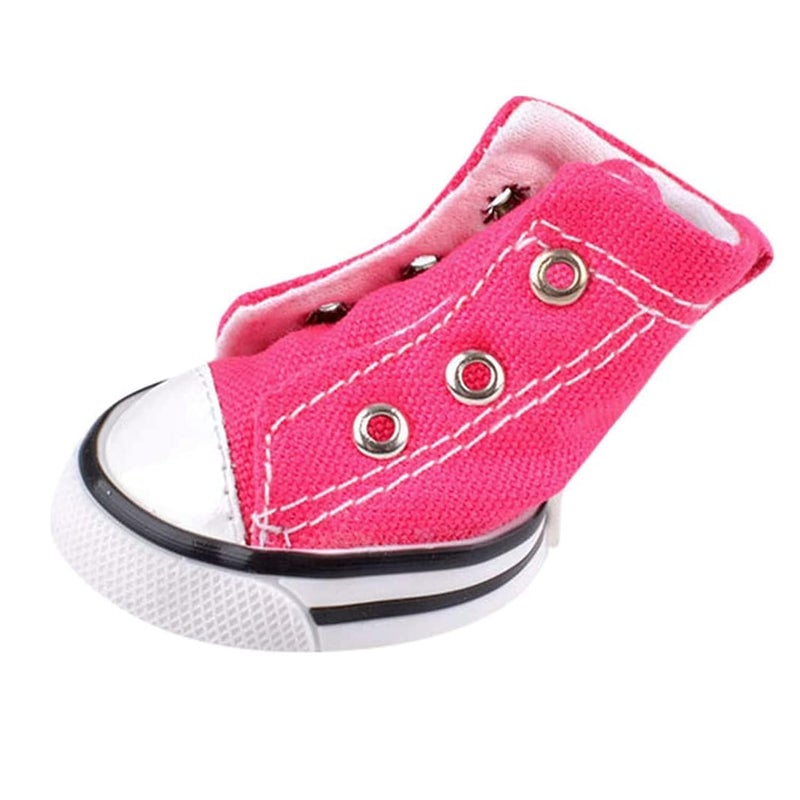 URBEST 4 Pcs Pet Dog Puppy Canvas Sport Shoes, Sneaker Boots, Outdoor Nonslip Causal Shoes (8#, Pink) - Image 3